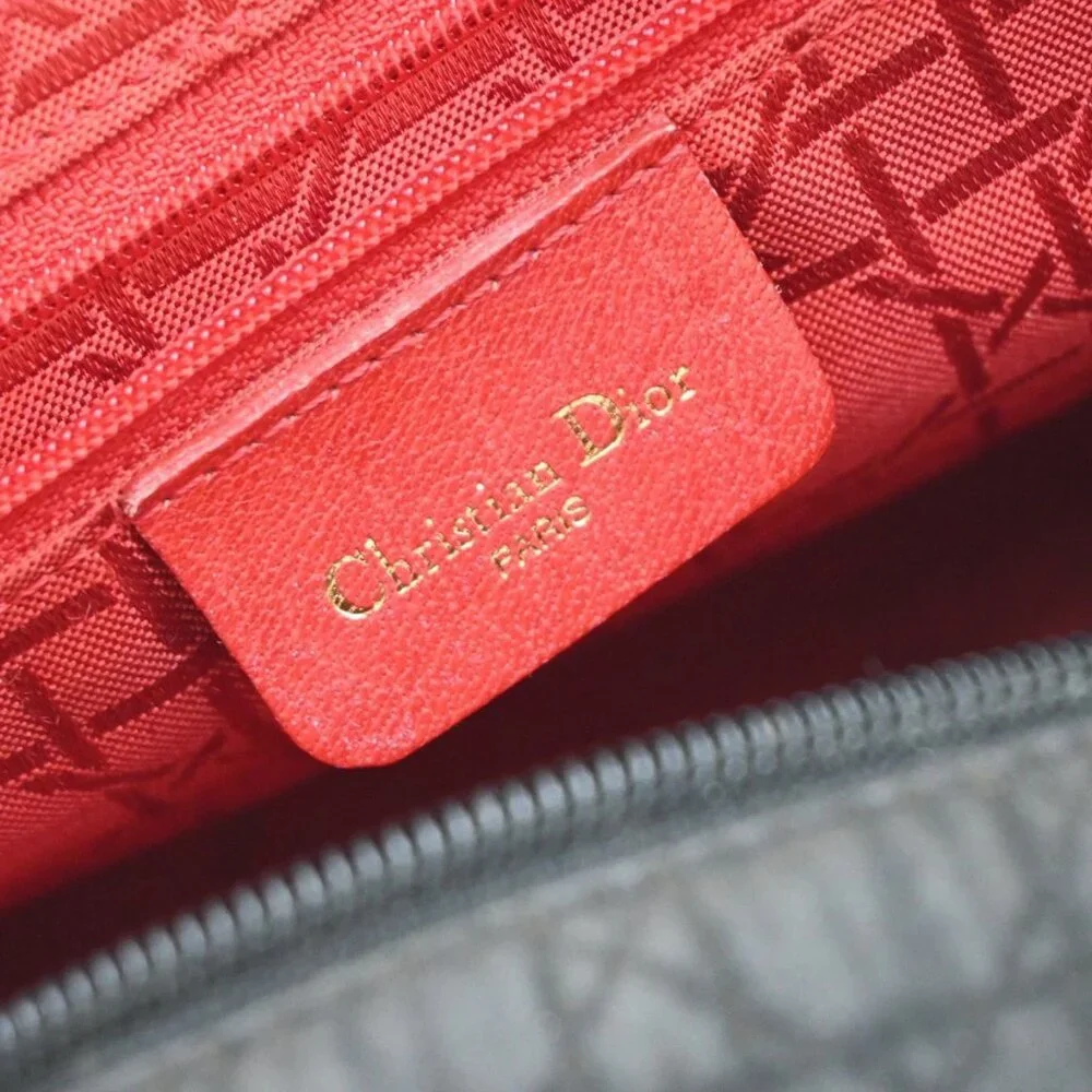 CHRISTIAN DIOR Lady Cannage Tote Hand Bag Nylon Leather Black GHW Italy 84EF789 - Picture 15 of 16